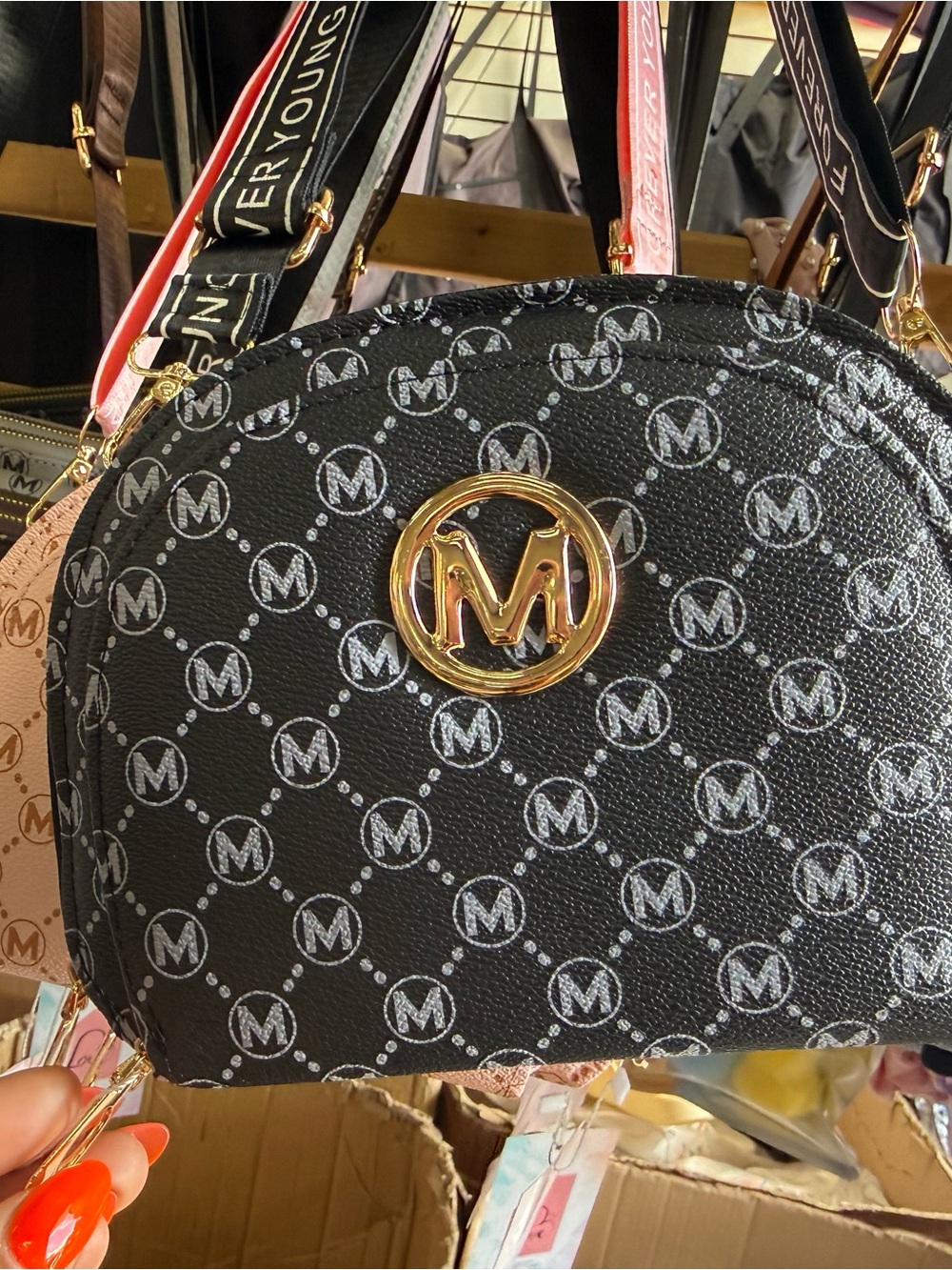 M Logo Crossbody Bag - Black